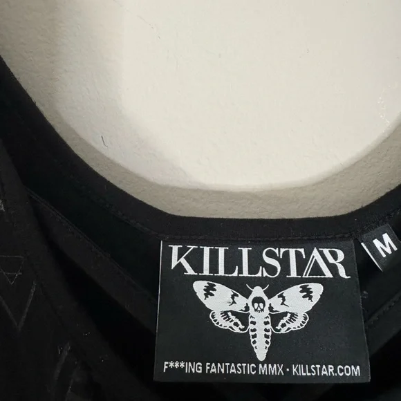 Killstar Vicky Veil Black Skater Dress Occult Print Size Medium - Picture 11 of 14